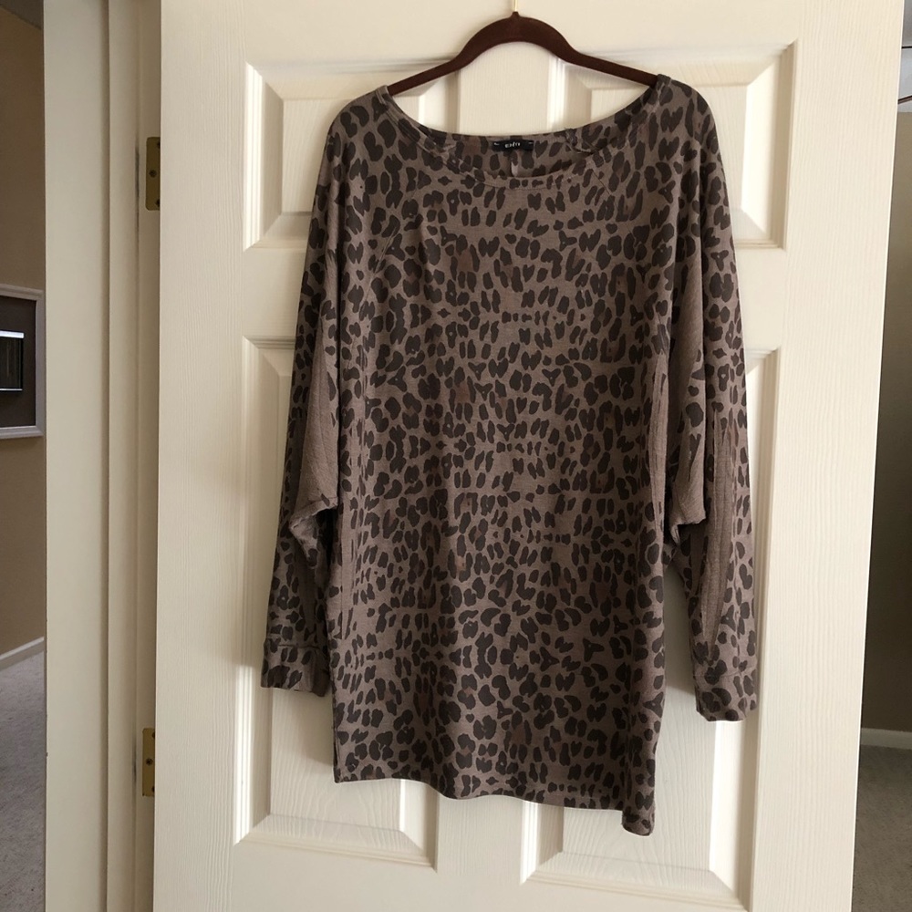 Leopard print Dolman top.